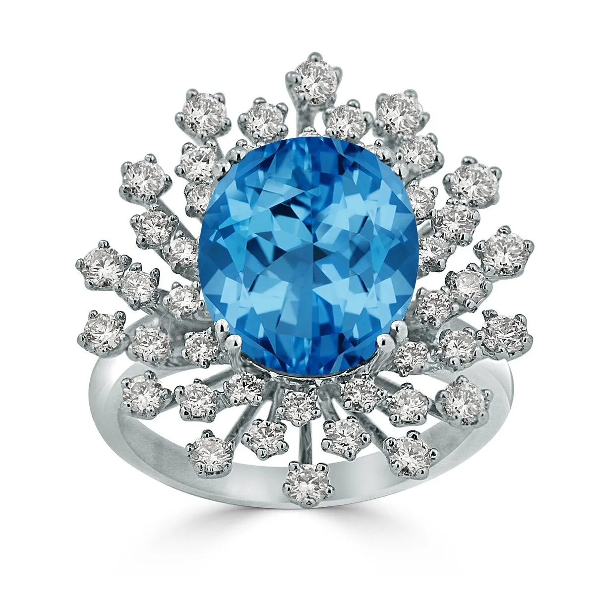 Auriya 4 3/4ct Fancy Oval Swiss Blue Topaz Halo Diamond Engagement Ring 1ctw 18K Gold sold by Zulily