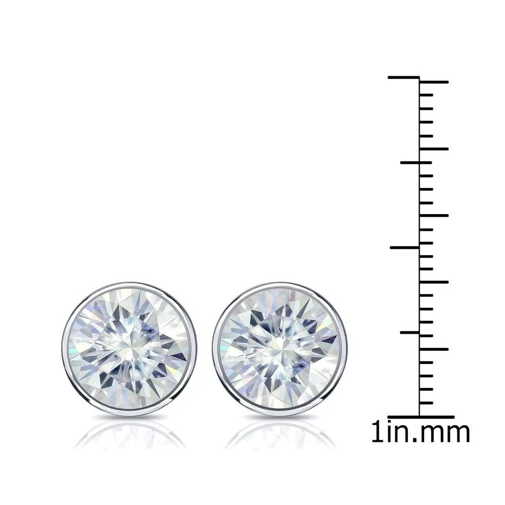 Auriya Platinum 7ctw Bezel-set Round Moissanite Stud Earrings sold by Zulily product image thumbnail 4