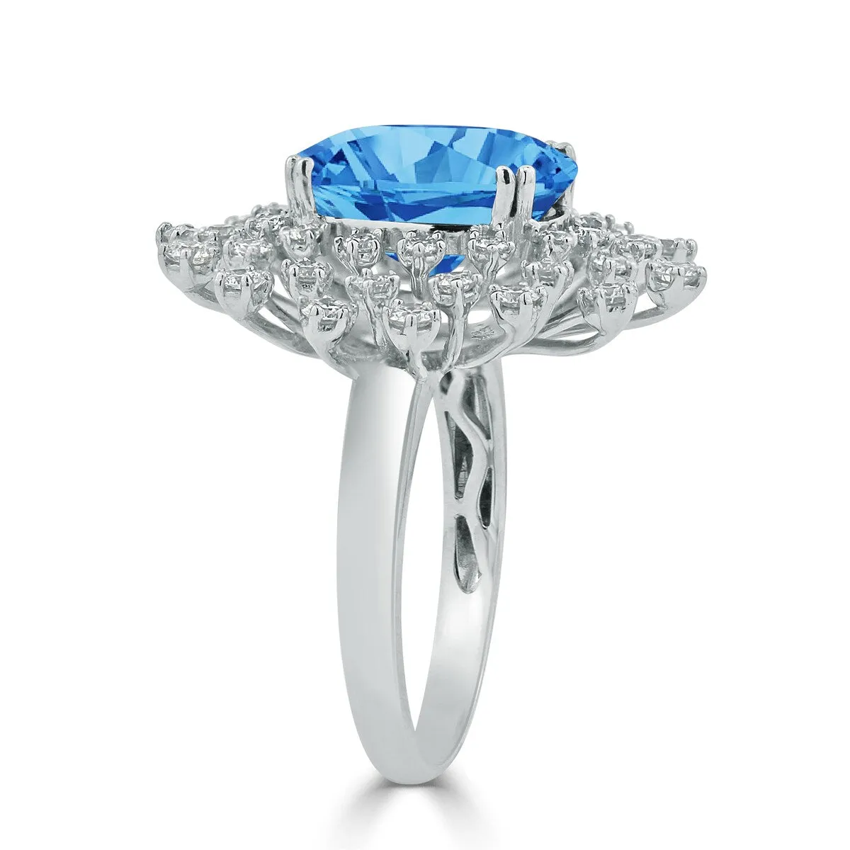 Auriya 4 3/4ct Fancy Oval Swiss Blue Topaz Halo Diamond Engagement Ring 1ctw 18K Gold sold by Zulily product image thumbnail 3