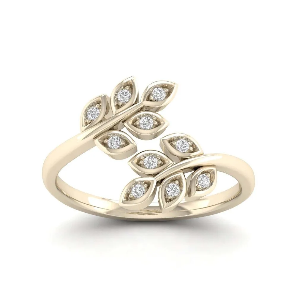 De Couer 10k Gold 1/10ct TDW Diamond Bypass Leaf Fashion Ring sold by Zulily product image thumbnail 5