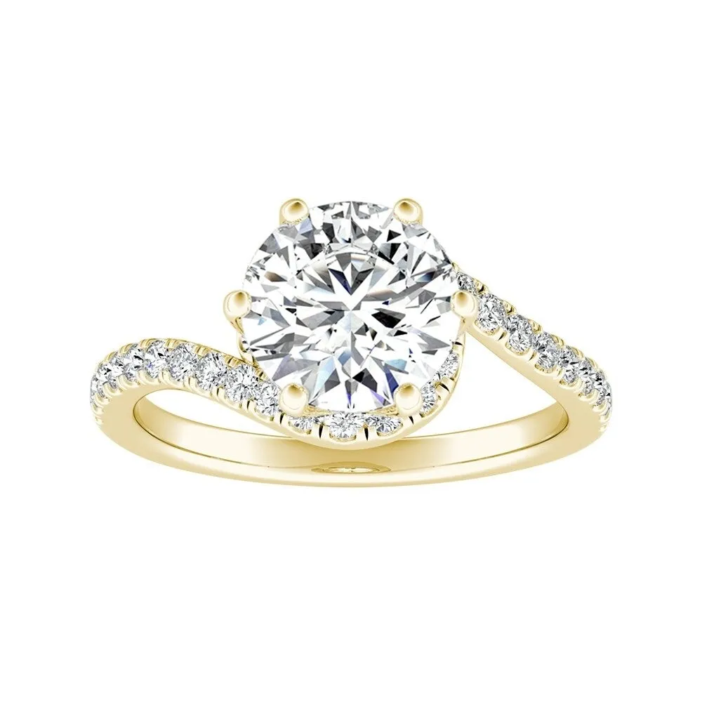 Auriya 14k Gold Bypass 3ct Round Moissanite and 1/3ctw Halo Diamond Engagement Ring sold by Zulily product image thumbnail 2