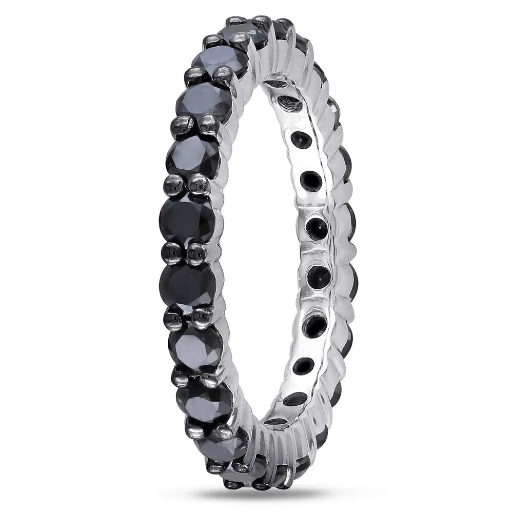 Miadora 14k White Gold 2ct TDW Black Diamond Eternity Ring sold by Zulily product image thumbnail 2