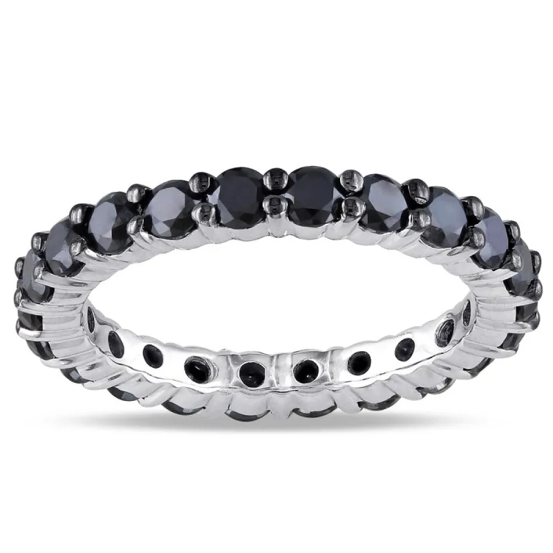 Miadora 14k White Gold 2ct TDW Black Diamond Eternity Ring sold by Zulily