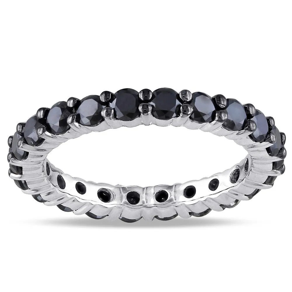 Miadora 14k White Gold 2ct TDW Black Diamond Eternity Ring sold by Zulily