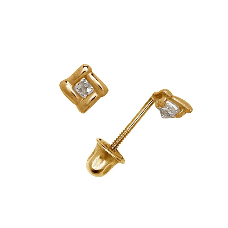 Curata 14k Gold Round Cubic Zirconia Small Square Screw-back Stud Earrings sold by Zulily