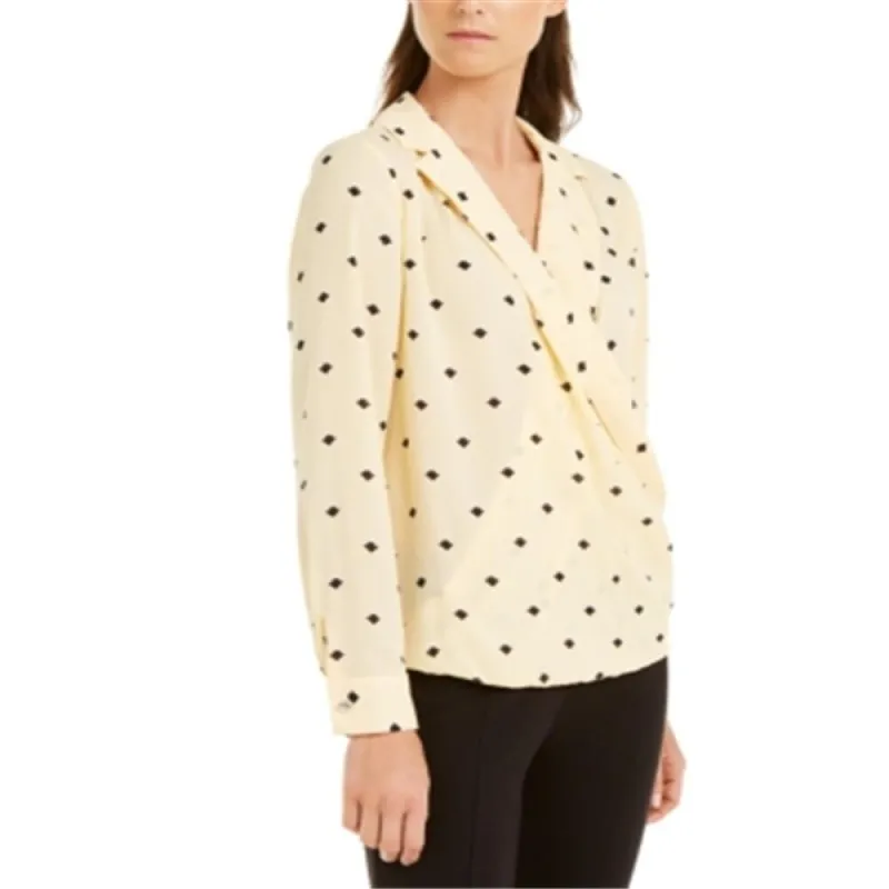 Alfani Women's Printed Surplice Blouse Yellow Size Medium sold by Zulily