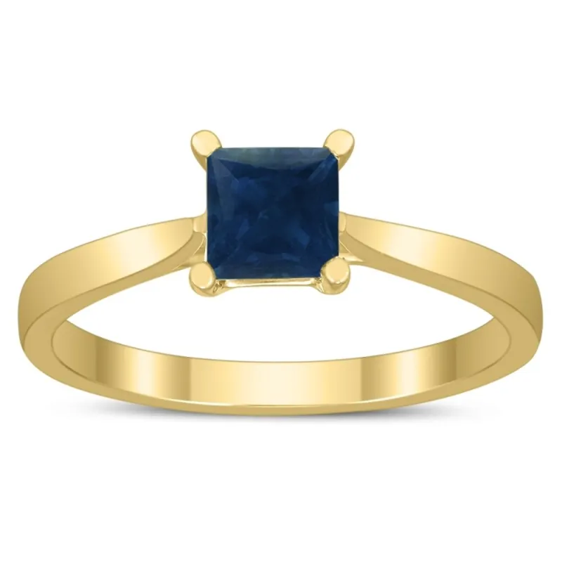 Square Princess Cut 5MM Sapphire Solitaire Ring in 10K Yellow Gold sold by Zulily