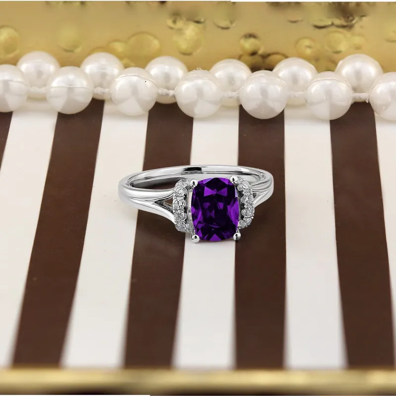 Auriya 1ct Modern Cushion-cut Purple Amethyst and Diamond Engagement Ring 1/4ctw 14k Gold sold by Zulily