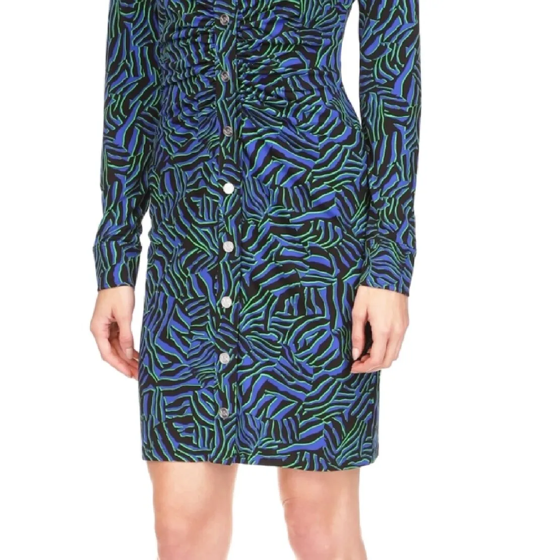 Michael Kors Women's Zebra Print Ruched Mini Dress Blue Size X-Small sold by Zulily product image thumbnail 3