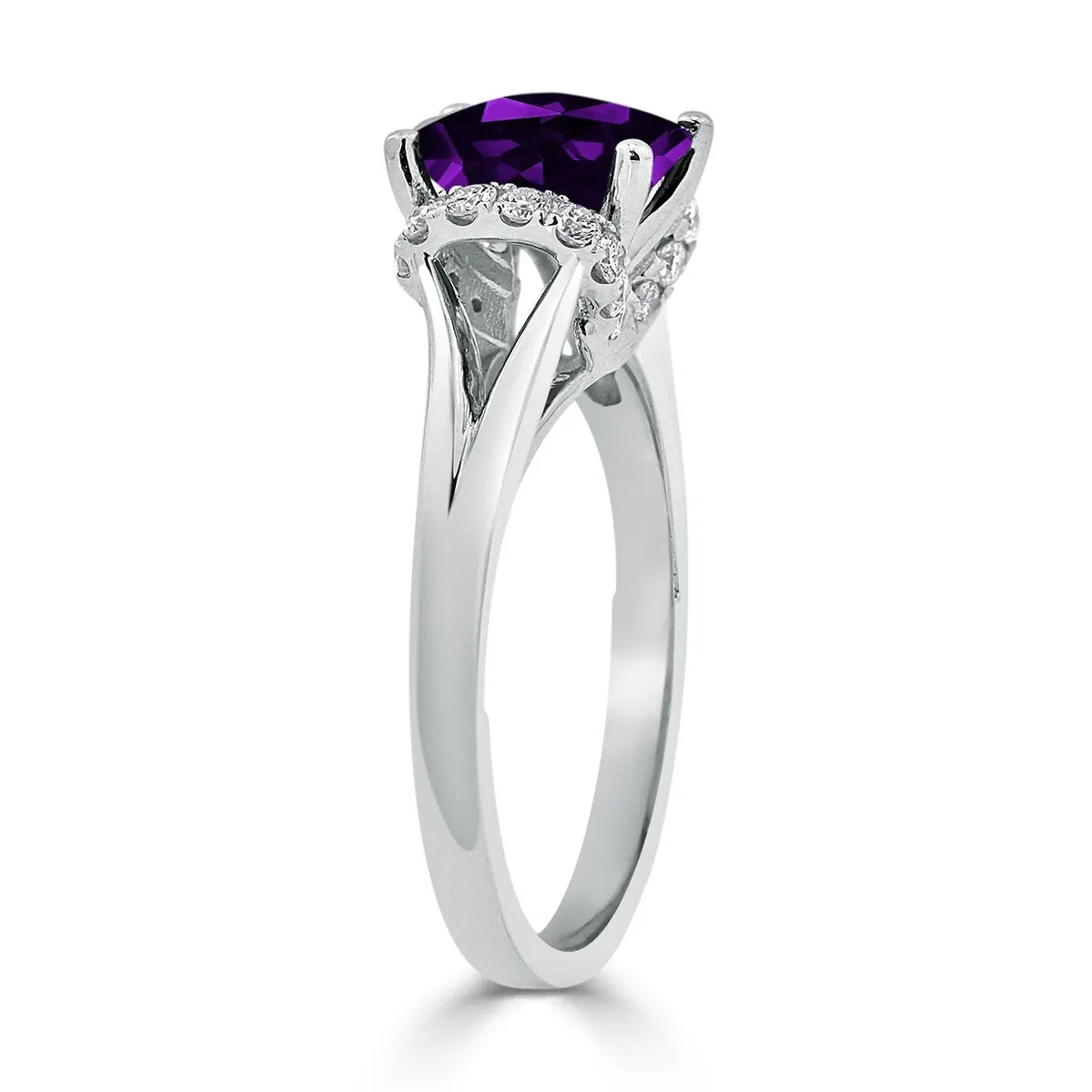 Auriya 1ct Modern Cushion-cut Purple Amethyst and Diamond Engagement Ring 1/4ctw 14k Gold sold by Zulily product image thumbnail 4