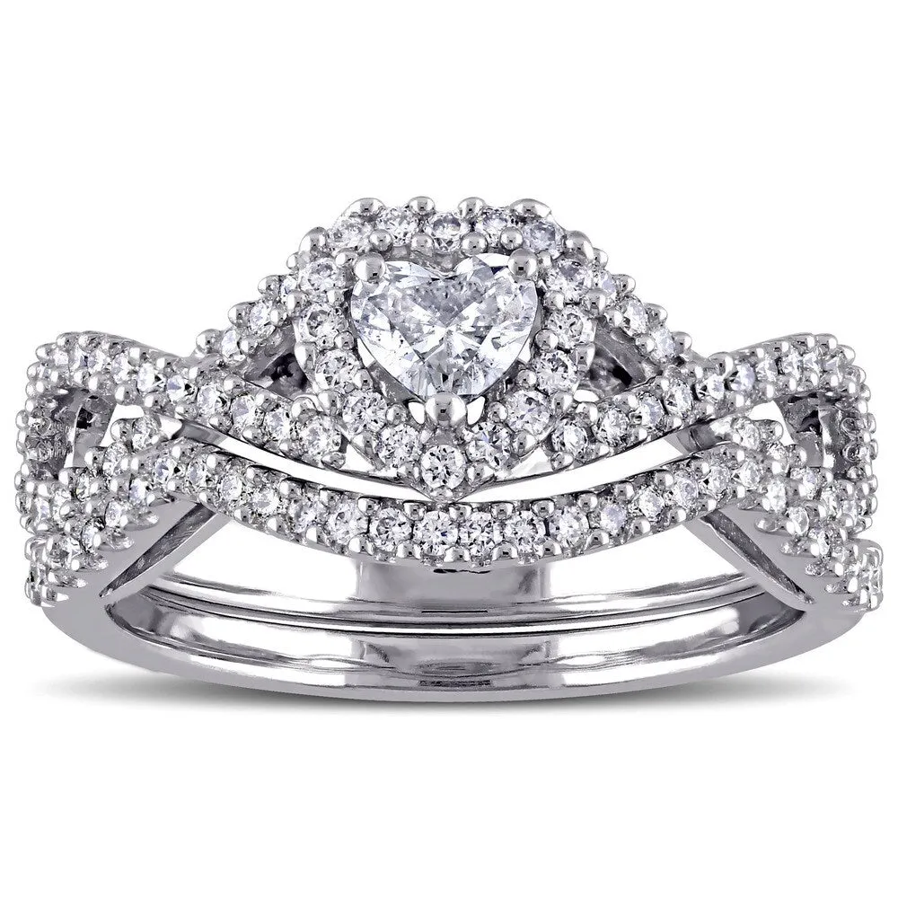 3/4ct TDW Blue and White Diamond Heart Infinity Bridal Ring Set in 14k White Gold by The Miadora Signature Collection sold by Zulily