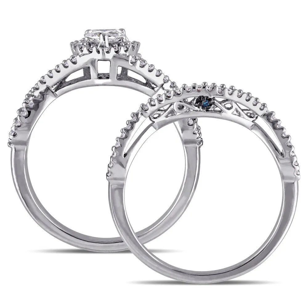 3/4ct TDW Blue and White Diamond Heart Infinity Bridal Ring Set in 14k White Gold by The Miadora Signature Collection sold by Zulily product image thumbnail 5