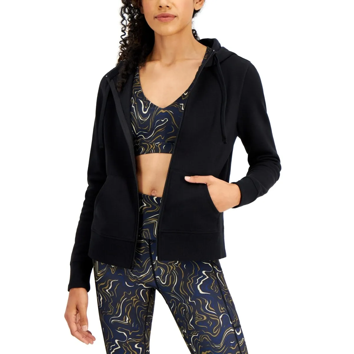 Id Ideology Women's Zip Front Fleece Hoodie Black Size L sold by Zulily