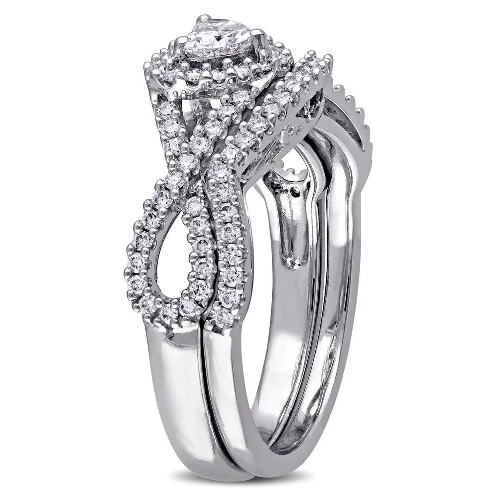 3/4ct TDW Blue and White Diamond Heart Infinity Bridal Ring Set in 14k White Gold by The Miadora Signature Collection sold by Zulily product image thumbnail 2