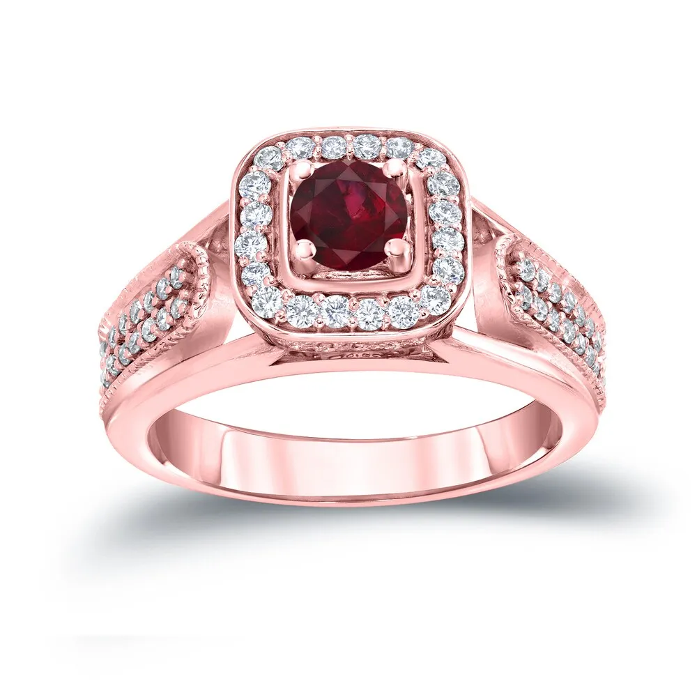 14k Gold 1/6ct Ruby and 1/3ct TDW Diamond Engagement Ring by Auriya sold by Zulily product image thumbnail 3
