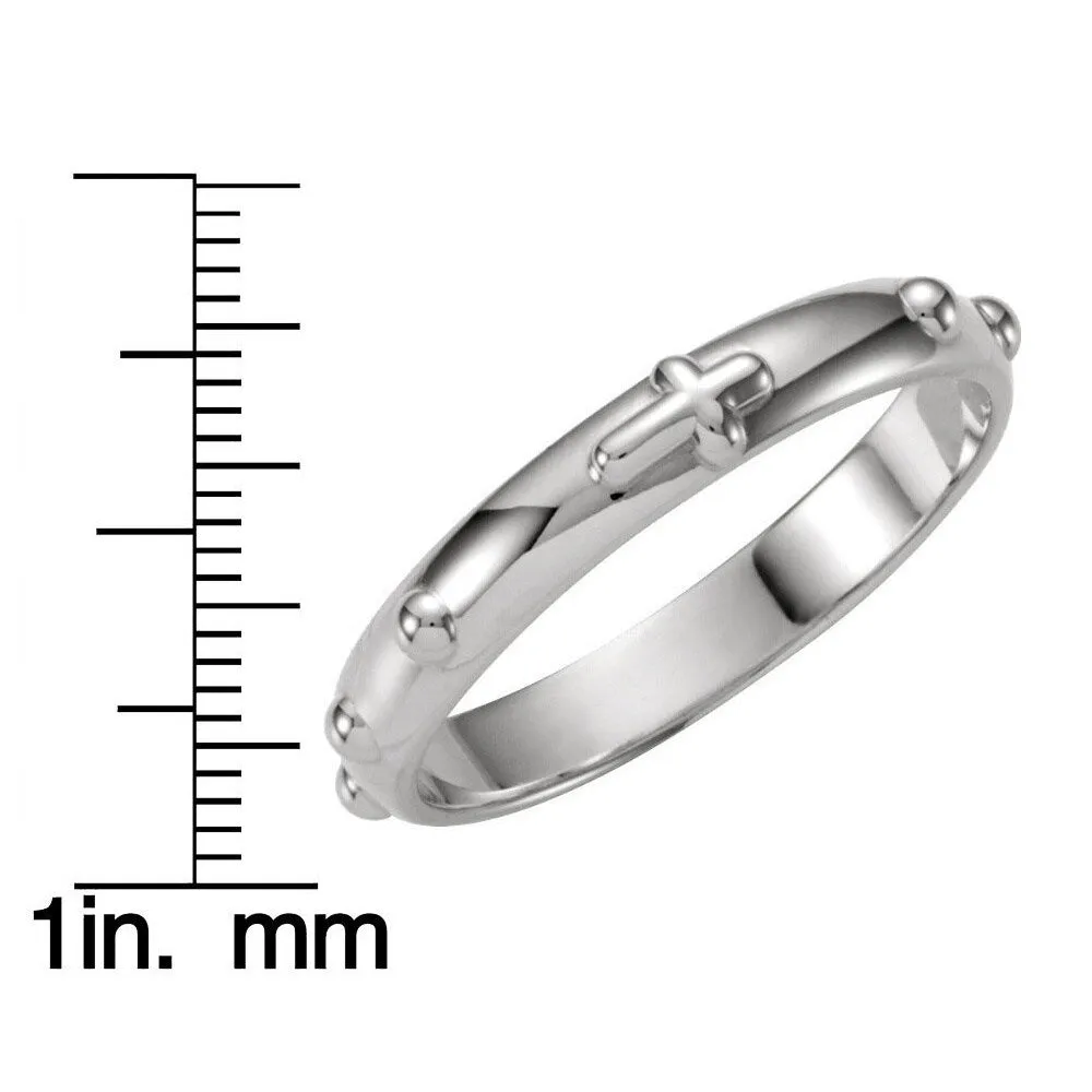 Sterling Silver 4mm Rosary Eternity Band Ring - White sold by Zulily product image thumbnail 3