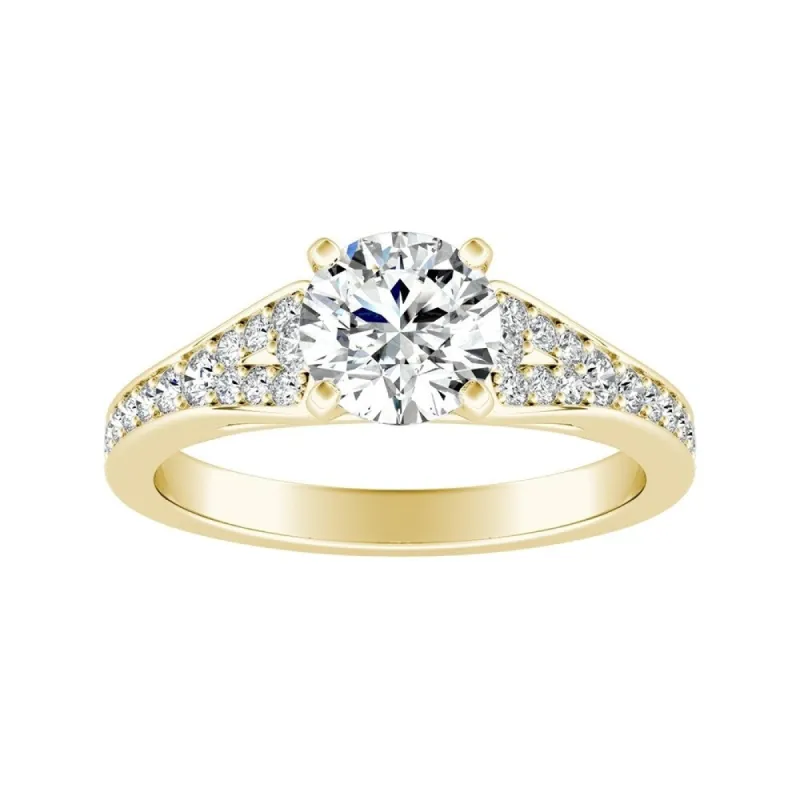 Auriya 14k Gold Round 2 1/2ct Moissanite and 1/4ct TDW Diamond Engagement Ring sold by Zulily