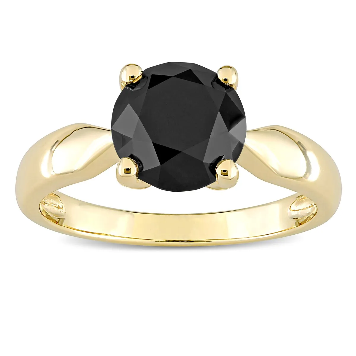Miadora 10k Yellow Gold 3ct TDW Black Diamond Solitaire Engagement Ring sold by Zulily