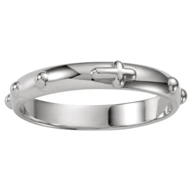 Sterling Silver 4mm Rosary Eternity Band Ring - White sold by Zulily