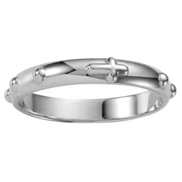 Sterling Silver 4mm Rosary Eternity Band Ring - White sold by Zulily