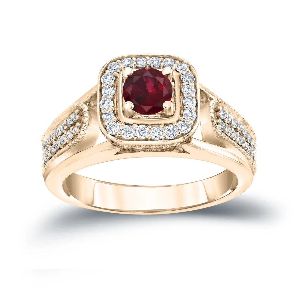 14k Gold 1/6ct Ruby and 1/3ct TDW Diamond Engagement Ring by Auriya sold by Zulily product image thumbnail 2