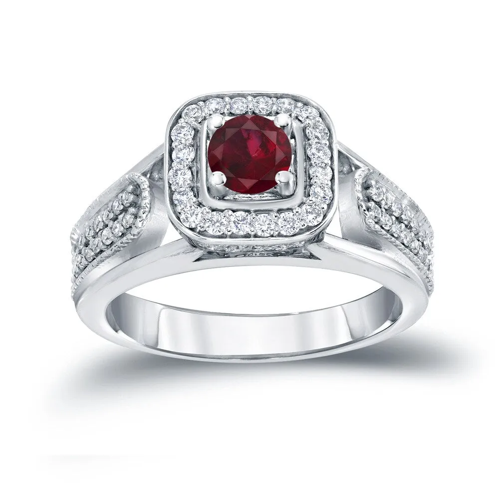 14k Gold 1/6ct Ruby and 1/3ct TDW Diamond Engagement Ring by Auriya sold by Zulily