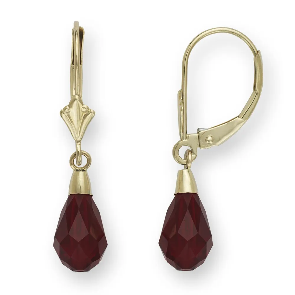 Curata 14k Gold Dark Red Briolette Crystal Lever Back Earrings sold by Zulily