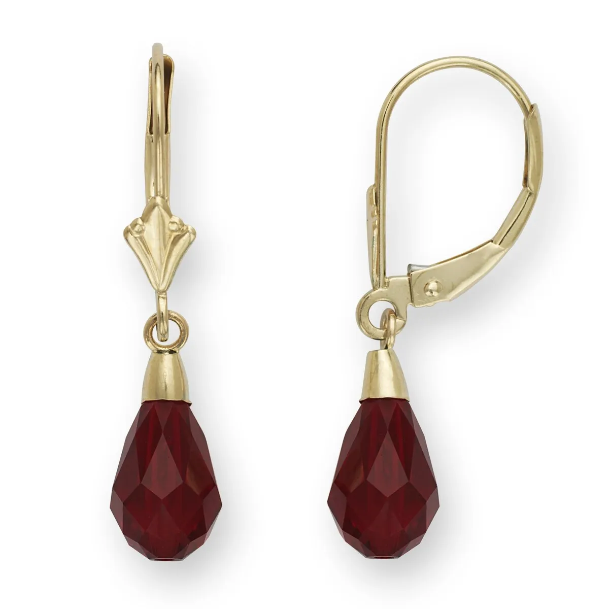 Curata 14k Gold Dark Red Briolette Crystal Lever Back Earrings sold by Zulily product image thumbnail 3