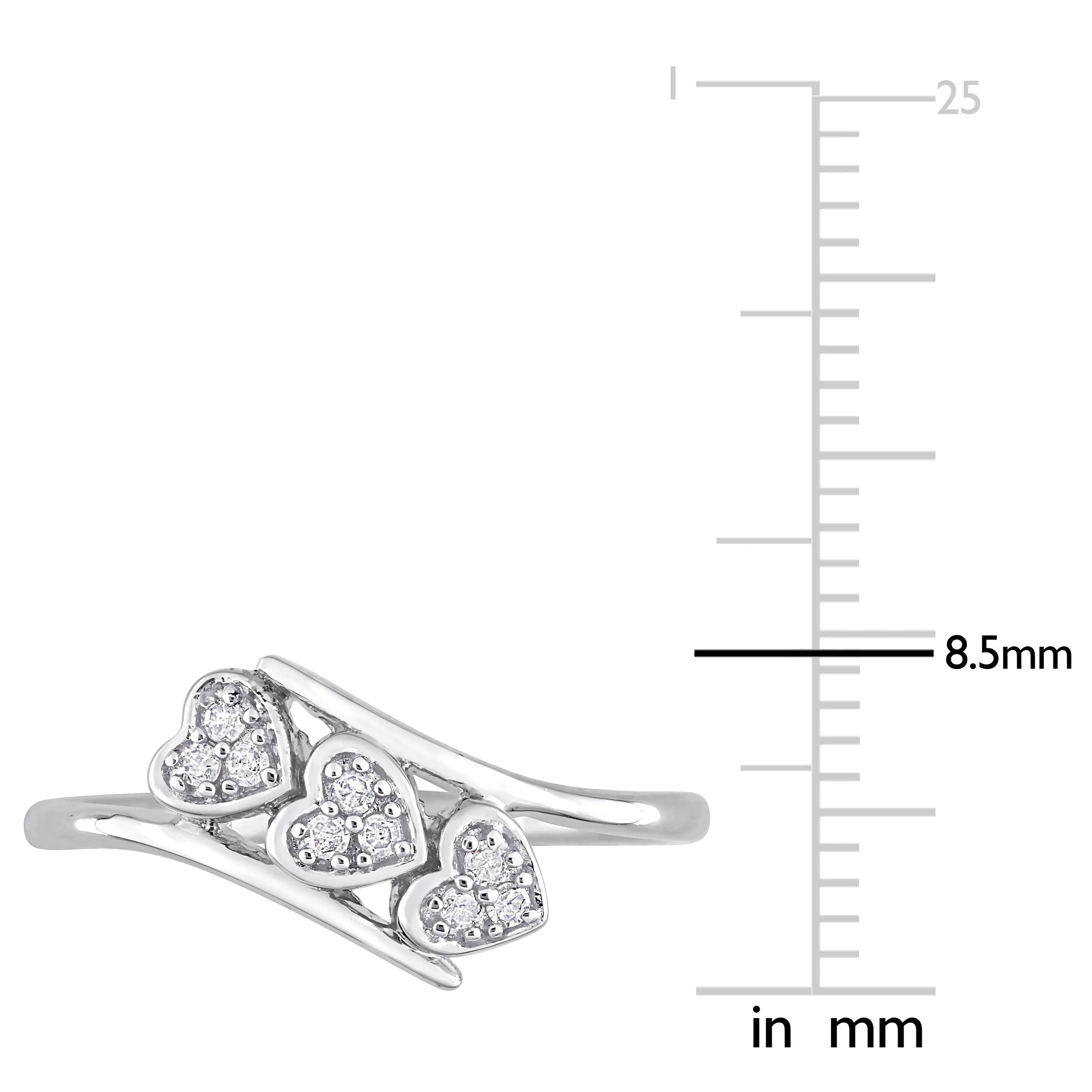 Miadora 1/10ct TW Diamond Triple Heart Bypass Promise Ring in Sterling Silver sold by Zulily product image thumbnail 3