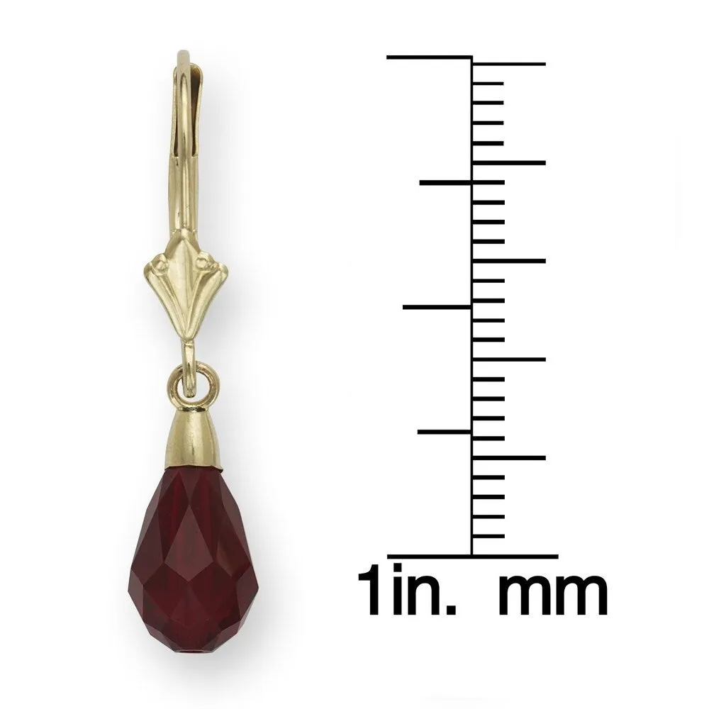 Curata 14k Gold Dark Red Briolette Crystal Lever Back Earrings sold by Zulily product image thumbnail 2