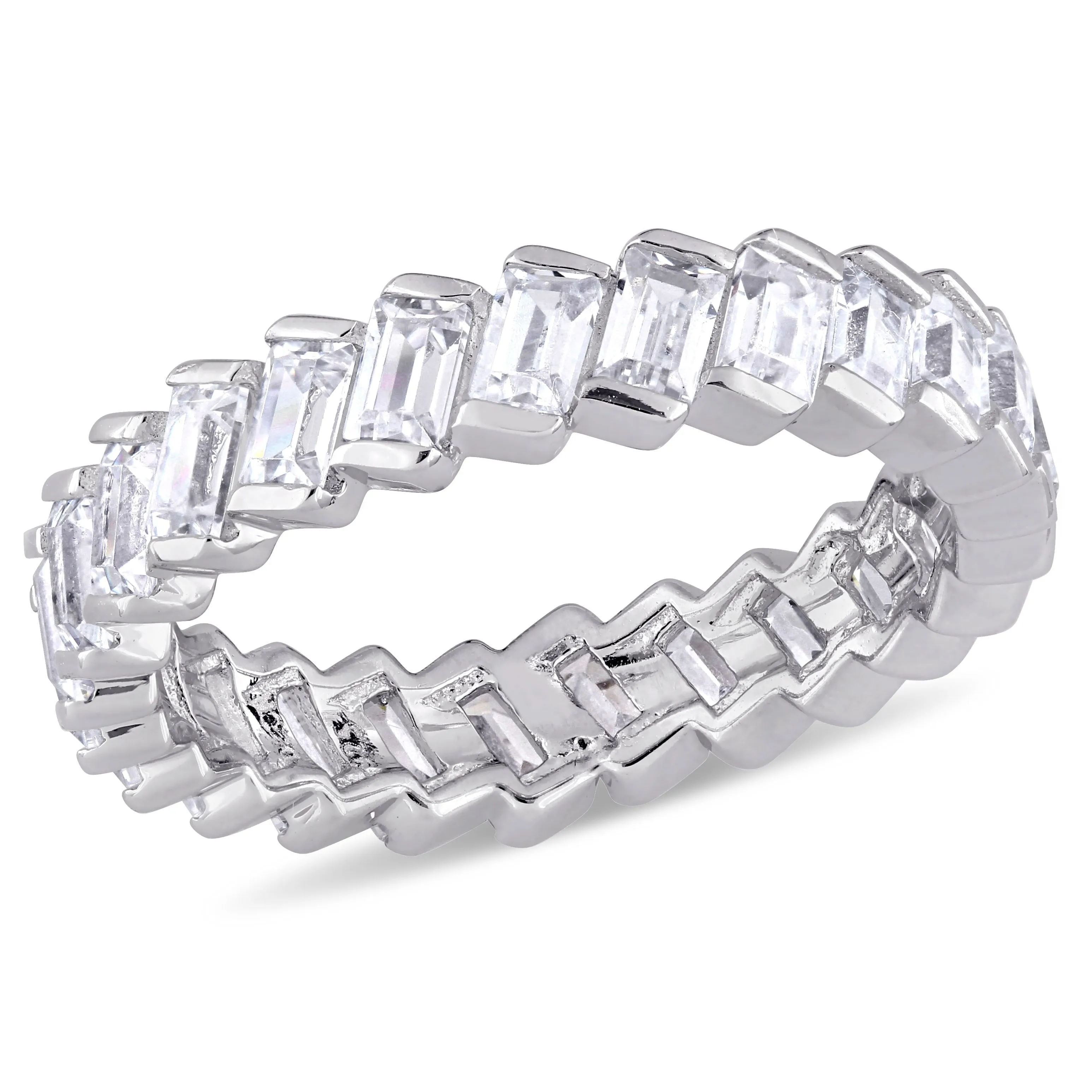 Miadora Baguette shaped CZ Angled Eternity Ring in Sterling Silver sold by Zulily
