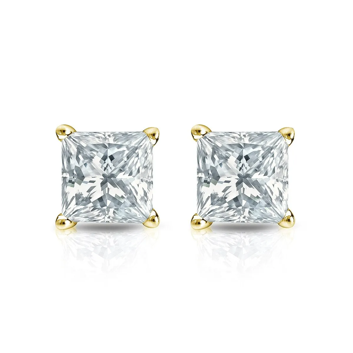 Auriya 14-karat Gold Lab Grown 1.00 carat TDW Princess Diamond Stud Earrings 4-Prong Basket Screw-back sold by Zulily product image thumbnail 4