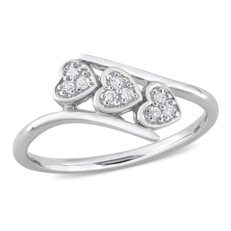 Miadora 1/10ct TW Diamond Triple Heart Bypass Promise Ring in Sterling Silver sold by Zulily