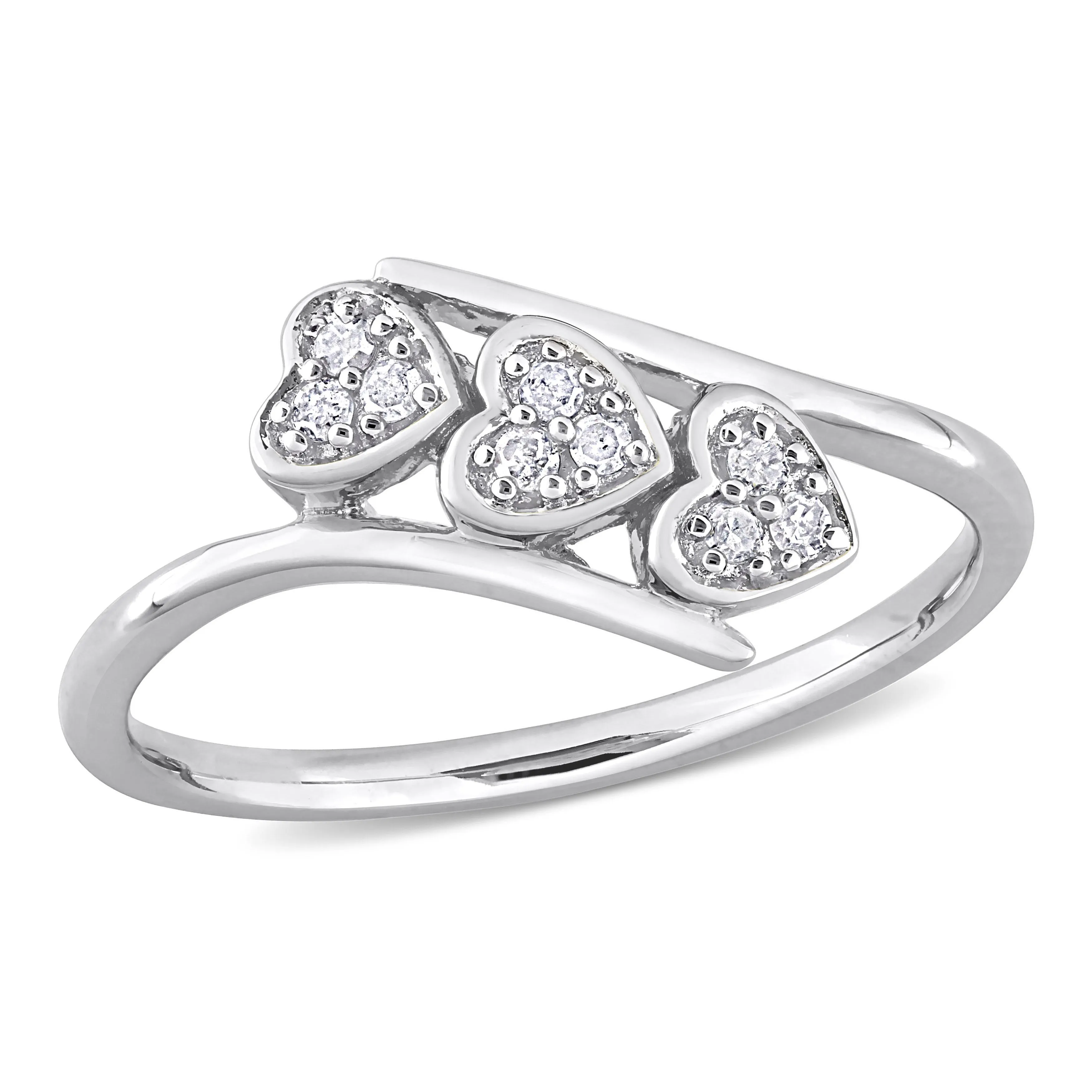 Miadora 1/10ct TW Diamond Triple Heart Bypass Promise Ring in Sterling Silver sold by Zulily