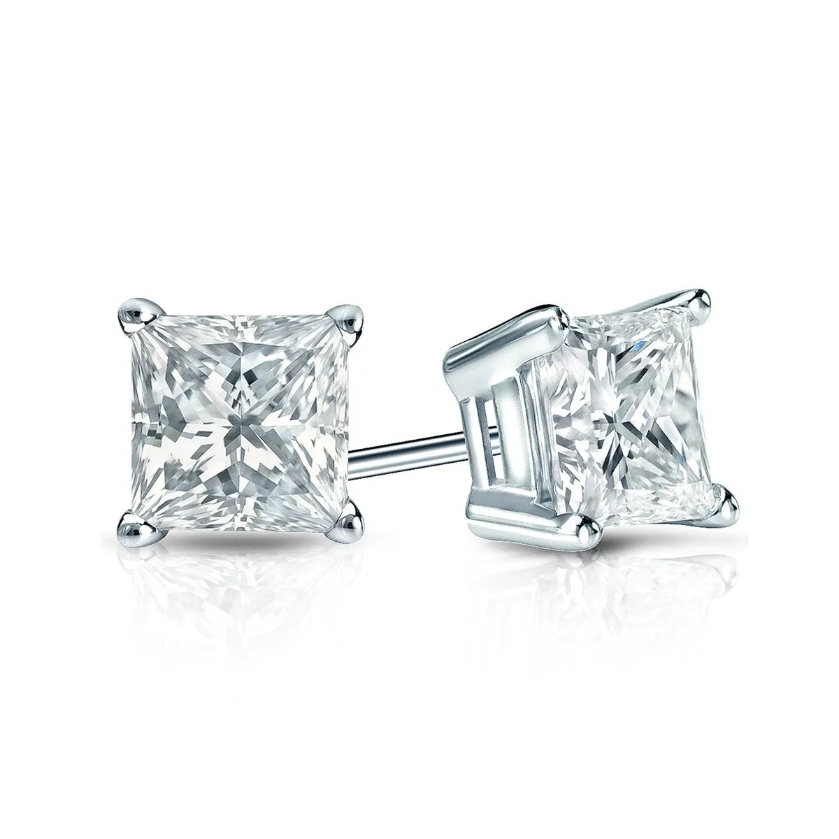 Auriya 14-karat Gold Lab Grown 1.00 carat TDW Princess Diamond Stud Earrings 4-Prong Basket Screw-back sold by Zulily