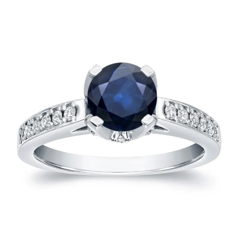 14K Gold 1ct Blue Sapphire and 1/3ctw Diamond Engagement Ring by Auriya sold by Zulily