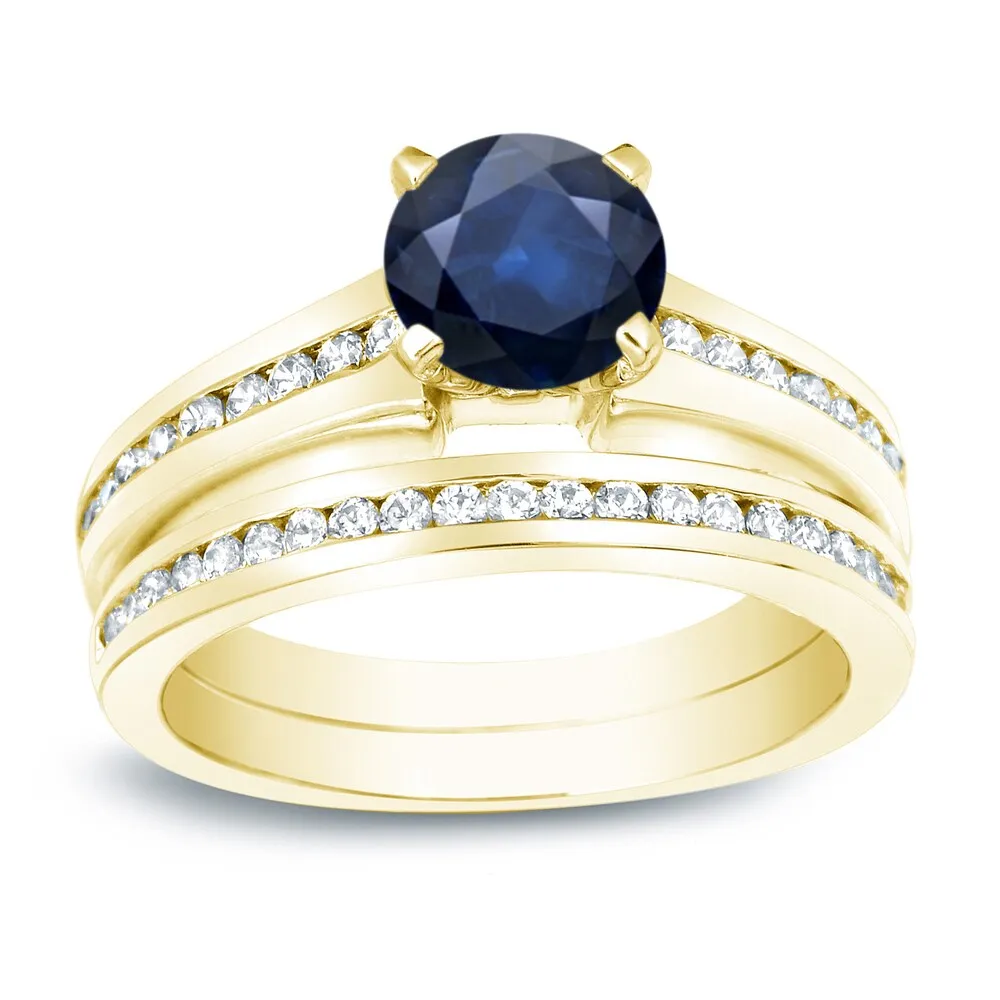 Auriya 14k Gold 1/2ct Blue Sapphire & Diamond Engagement Ring Set 1/2ctw sold by Zulily product image thumbnail 2