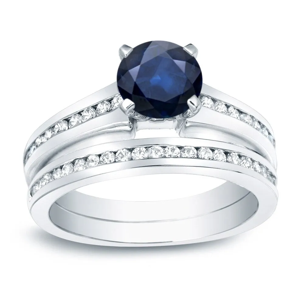 Auriya 14k Gold 1/2ct Blue Sapphire & Diamond Engagement Ring Set 1/2ctw sold by Zulily