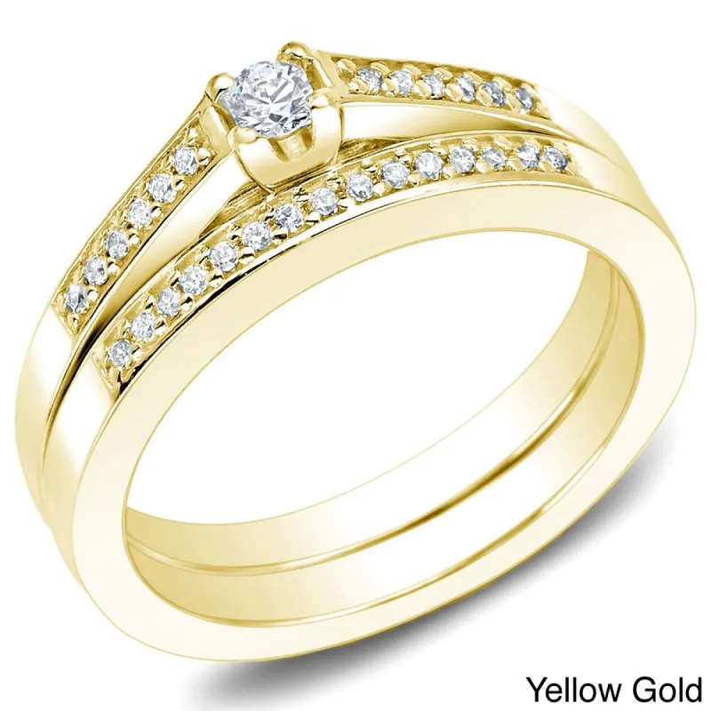 Auriya 10k Gold 1/4ctw Petite Round Accent Diamond Engagement Ring Set(I-J, I1-I2) sold by Zulily