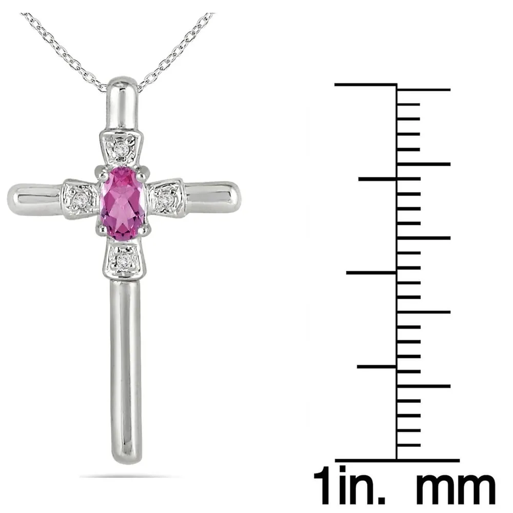 Pink Sapphire and Diamond Cross Pendant 10k White Gold sold by Zulily product image thumbnail 2