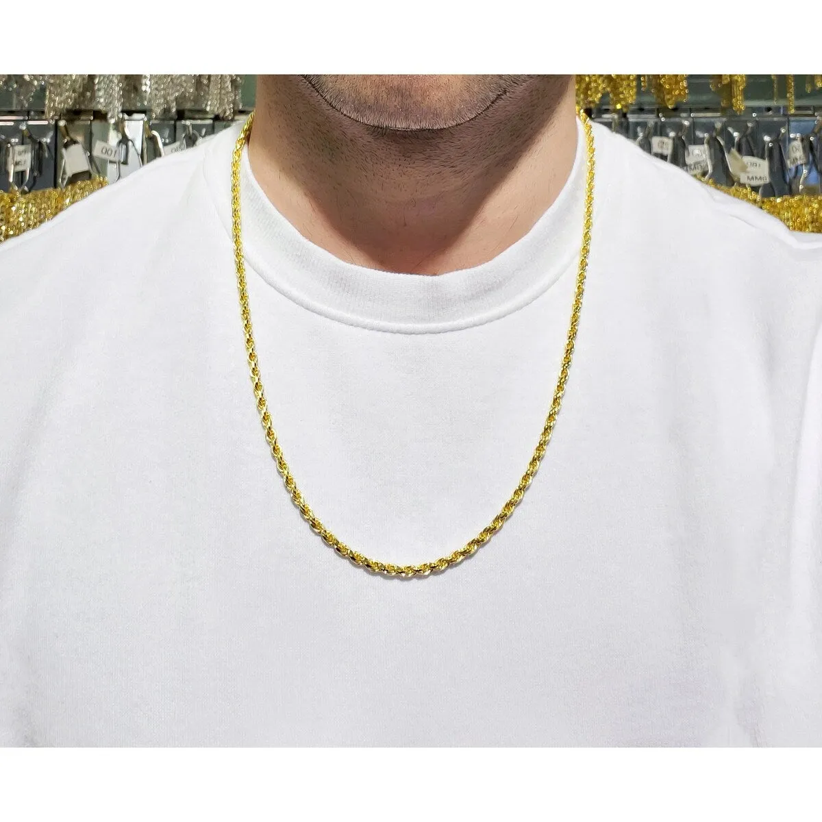 14K Yellow Gold Over Silver 4MM Rope Diamond-Cut Braided Twist .925 Necklace Chain, Gold Chain for Men & Women, Made in Italy sold by Zulily product image thumbnail 2