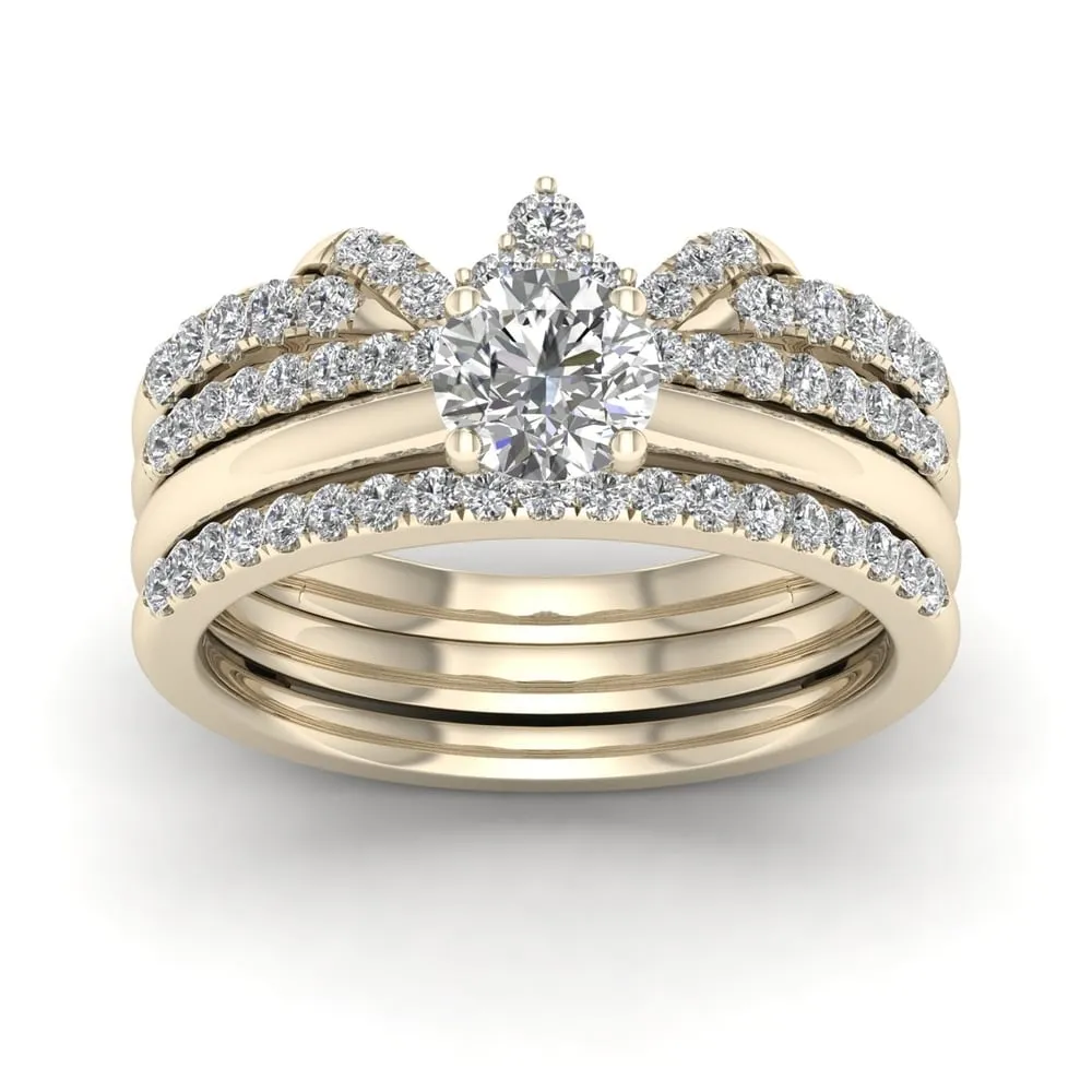 De Couer 14k Yellow Gold 1ct TDW Diamond Crowned Bridal Set sold by Zulily