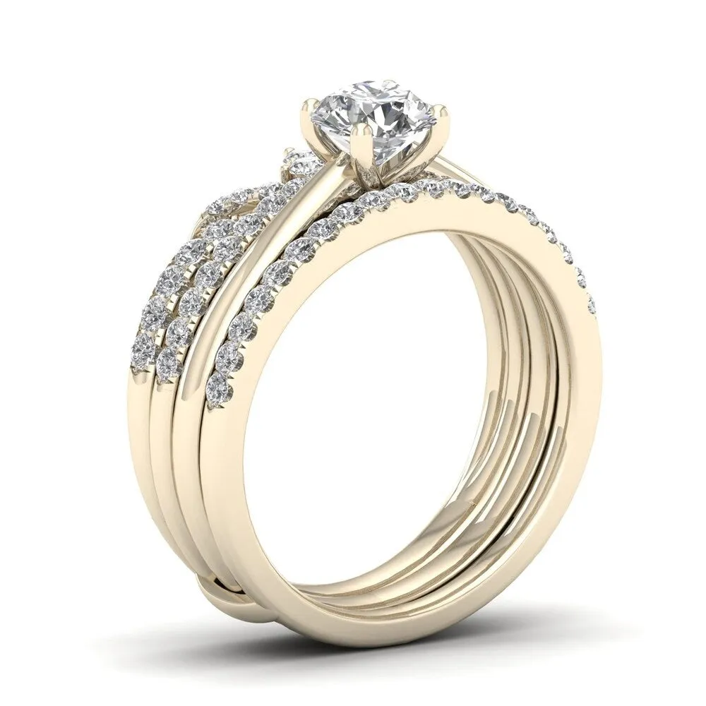 De Couer 14k Yellow Gold 1ct TDW Diamond Crowned Bridal Set sold by Zulily product image thumbnail 2