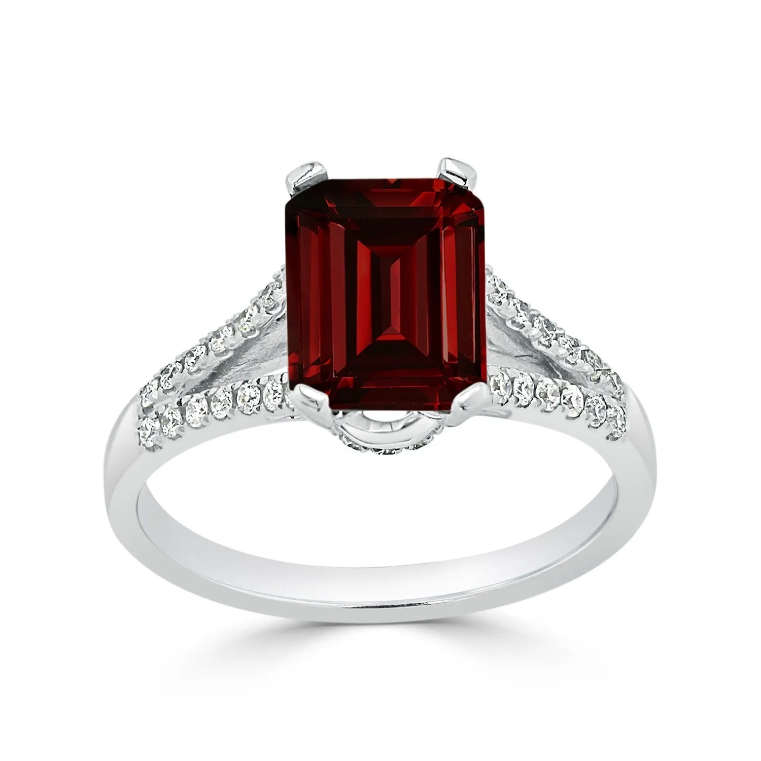 Auriya 2 1/8ct Fancy Emerald-cut Garnet Gemstone and Diamond Engagement Ring 1/4ctw 14k Gold sold by Zulily product image thumbnail 3