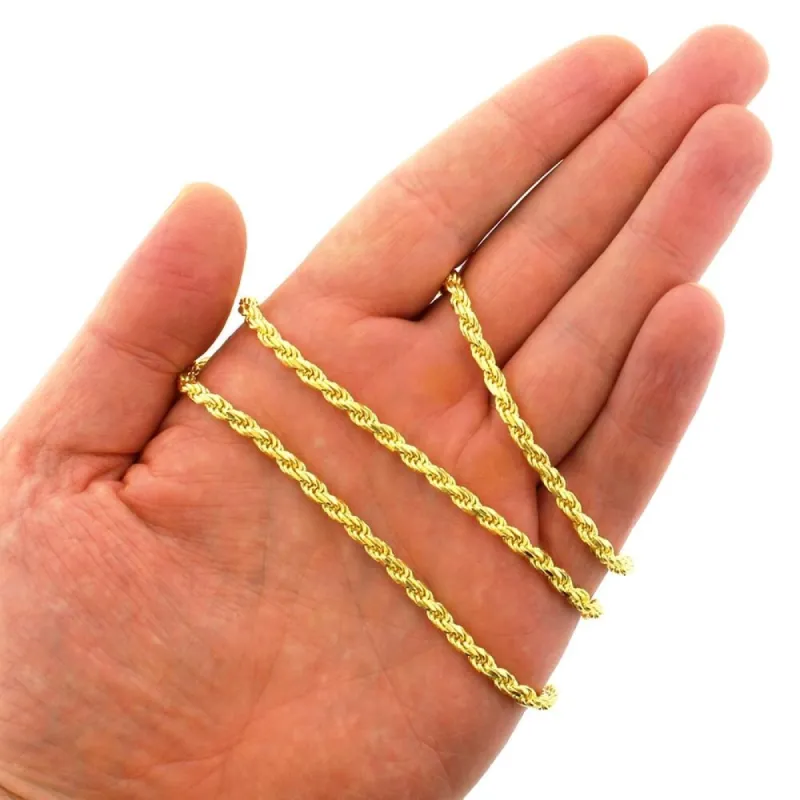 14K Yellow Gold Over Silver 4MM Rope Diamond-Cut Braided Twist .925 Necklace Chain, Gold Chain for Men & Women, Made in Italy sold by Zulily