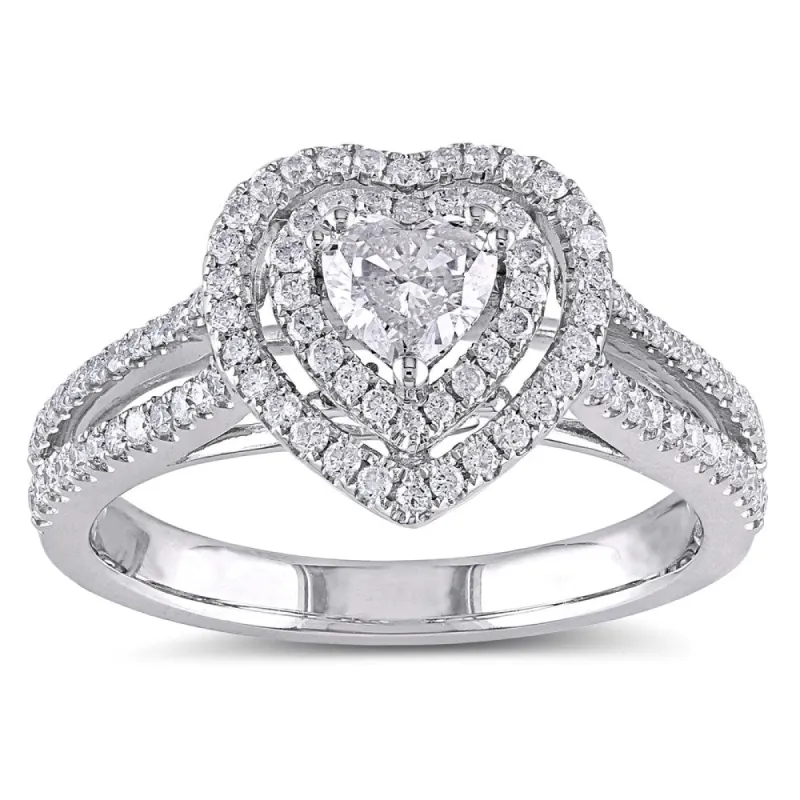Miadora Signature Collection 14k White Gold 3/4ct TDW IGL-certified Diamond Heart Engagement Ring (G sold by Zulily