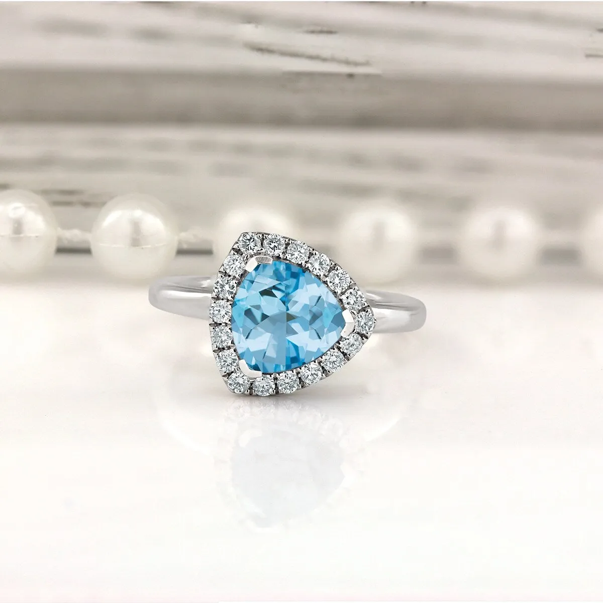 Auriya 2 1/8ct Trillion-cut Sky Blue Topaz 1/4cttw Halo Diamond Engagement Ring 14k Gold sold by Zulily