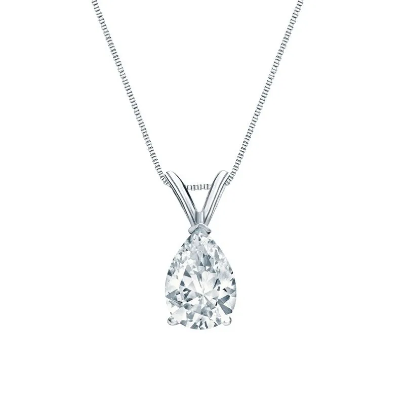 Auriya 18-karat Gold 2.00ctw Pear Solitaire Lab Grown Diamond Necklace V-End (H-I VS) Prong - 2 sold by Zulily