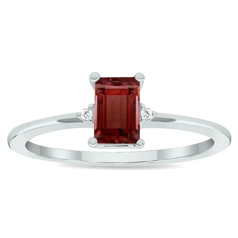 Women's Garnet and Diamond Classic Band in 10K White Gold sold by Zulily