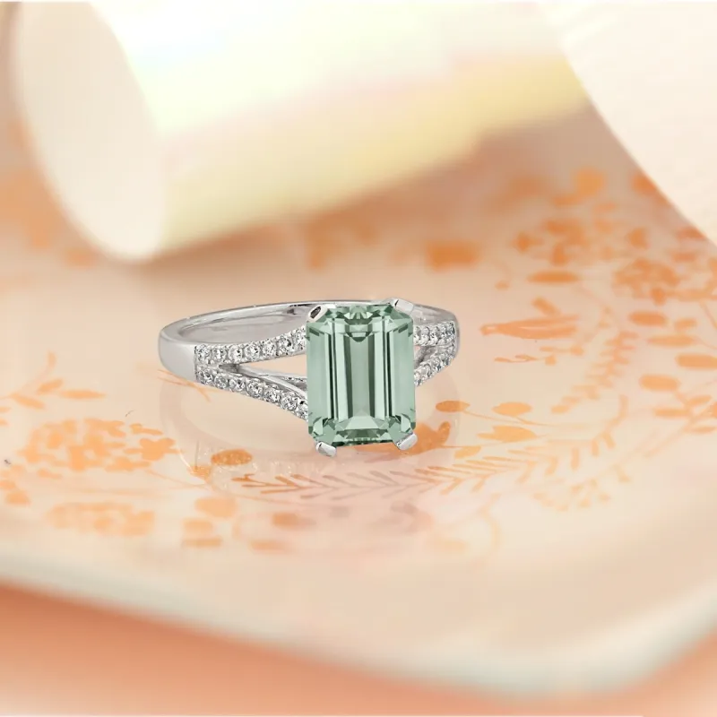 Auriya 1 1/4ct Fancy Emerald-cut Green Amethyst and Diamond Engagement Ring 1/4ctw 14k Gold sold by Zulily